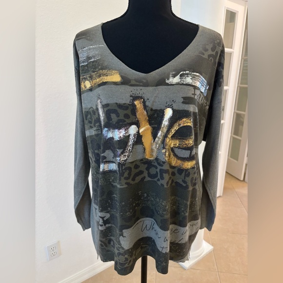 M Made In Italy Sweaters - Graphic Long Sleeve Sweater ONE SIZE